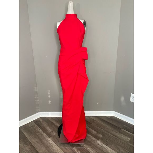 NWT Chiara Boni La Petite Robe Gudrum Halter Ruffle Gown Size 46 (US10) $995 - Picture 4 of 9